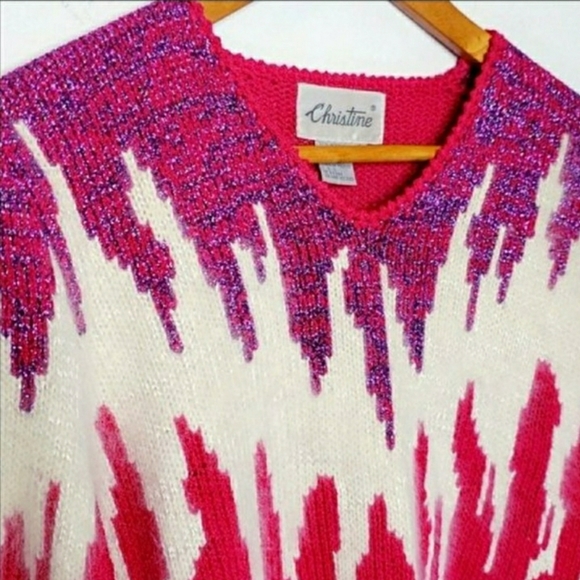 Christine | Barbiecore Vintage Pink Sparkle Sweater Small - Picture 4 of 9